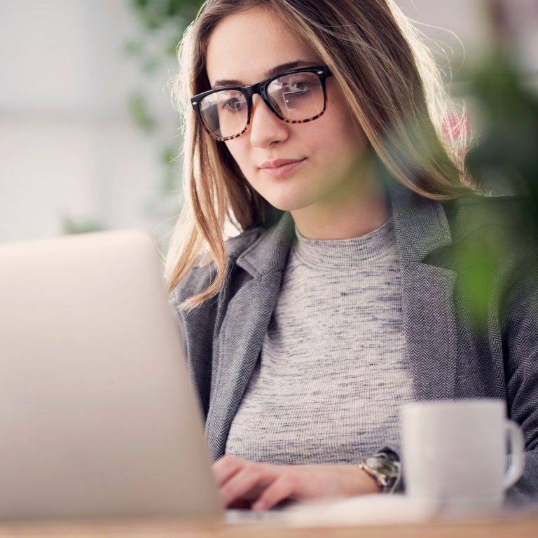 woman working on laptop